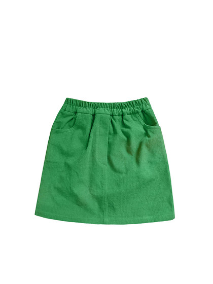 H AND E女童半身裙子母女装2024夏新款休闲纯色亲子裙草绿色短裙