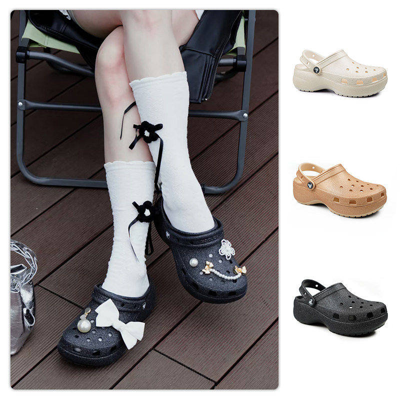 Crocs Classic Sparkling Cloud Crocs Outdoor Casual anti-slip Beach Sandals for women 207241