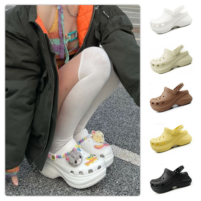 Crocs Retro Clog Little Whale Bae Thick-Soled Sandals Height-Increasing Clogs Women's Shoes 206302