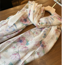 (Ai Han custom) gentle healing color boiled wool hand-painted flower scarf soft skin-friendly warm scarf