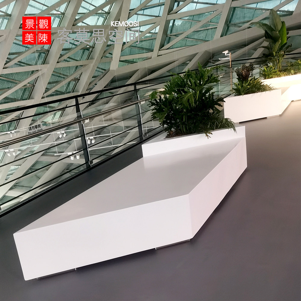 Shopping mall leisure chair fiberglass tree pool stainless steel Meichen public chair landscape seat outdoor park rest chair