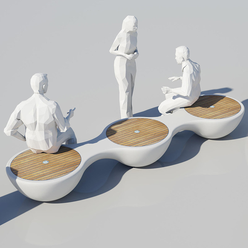 Semicircle Bench Wood Grain Soft Bag Cushion Chair Glass Fiber Mall Casual Chair Public Seat Lounge Stool Waiting Chair