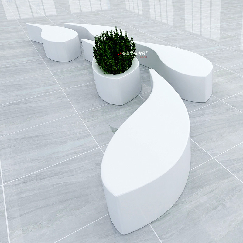 Fish-shaped stool fiberglass creative shopping mall Meichen leisure combination chair flower pot bench rest area public seat customization