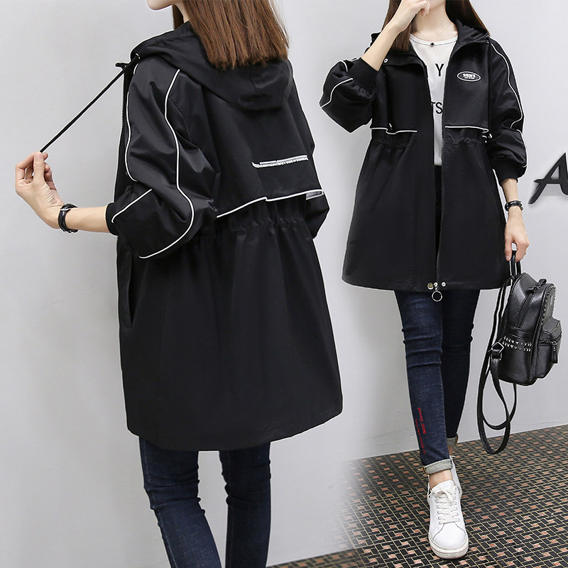 Maternity coat spring and autumn cover belly 2022 trendy loose fashion large size 200 catties MM drawstring waist windbreaker coat female