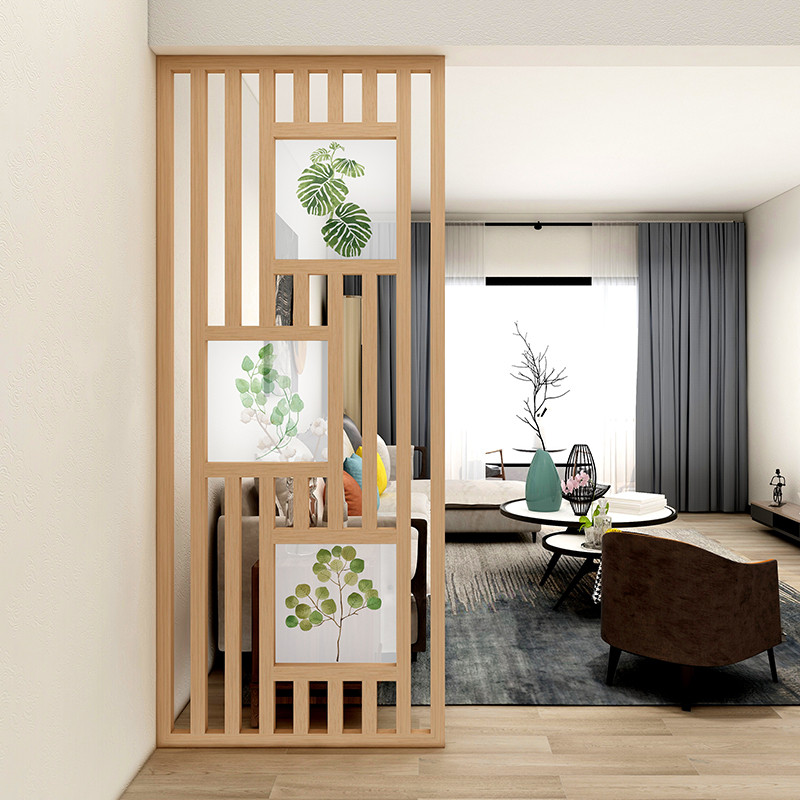 Nordic Modern Minimalist Solid Wood Screen Partition Wall Living Room Entrance Door Decoration Easy Access To The Outdoor Genguan Grille Light Lavish