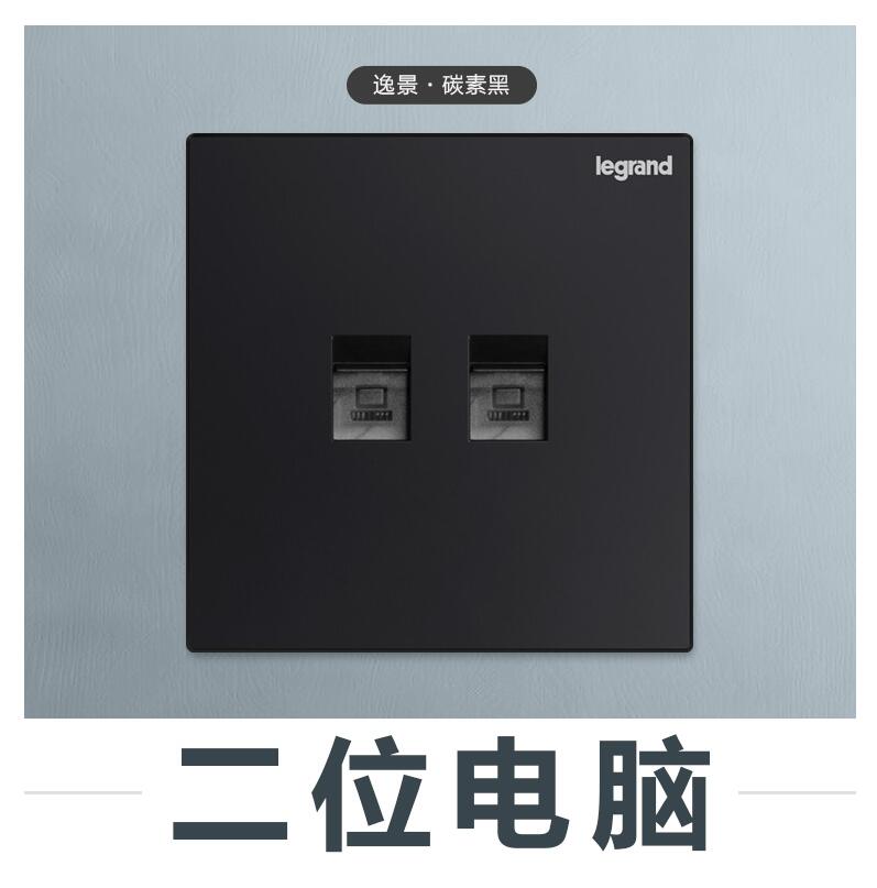 TCL Rogant Black Two computers Type 86 Dual-mouth net route Internet Internet interface socket Panel switch Carbon black