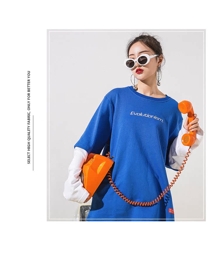 Ẩn trong xu hướng đường phố thêu chữ giả hai chiếc áo len trùm đầu lỏng lẻo nam nữ với áo khoác đôi giống nhau đồ nam đẹp