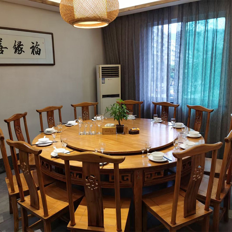 Retro New Chinese Solid Wood Large Round Table for 10 people household tables and chairs round restaurant electric hotel hotel