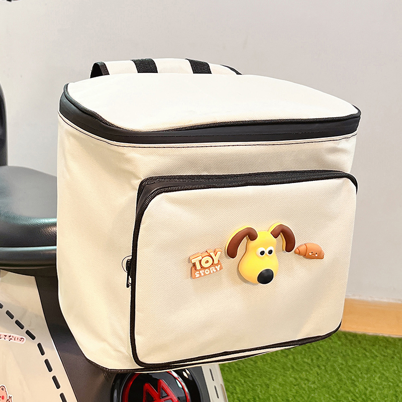 Electric Vehicle Rear Storage Bag, Waterproof, Cute Cartoon Design, High Appearance Value, Electric Bike Helmet Raincoat Storage Pouch, Large Capacity