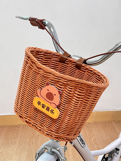 自行车车篮前车筐通用田园风大容量儿童平衡车单车置物编织菜篮子