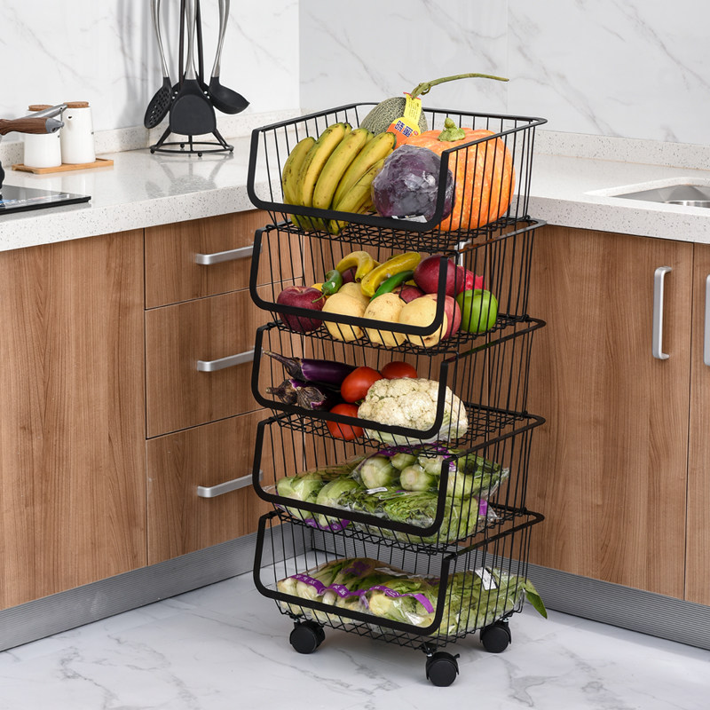 Kitchen shelve Floor Vegetable Fruit Basket fruit basket Living room Zero food containing basket Dressing Room Containing Basket Trolley