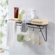 Bathroom with adhesive hook iron storage shelf wall hanging space-saving toilet rack kitchen seasoning rack finishing rack