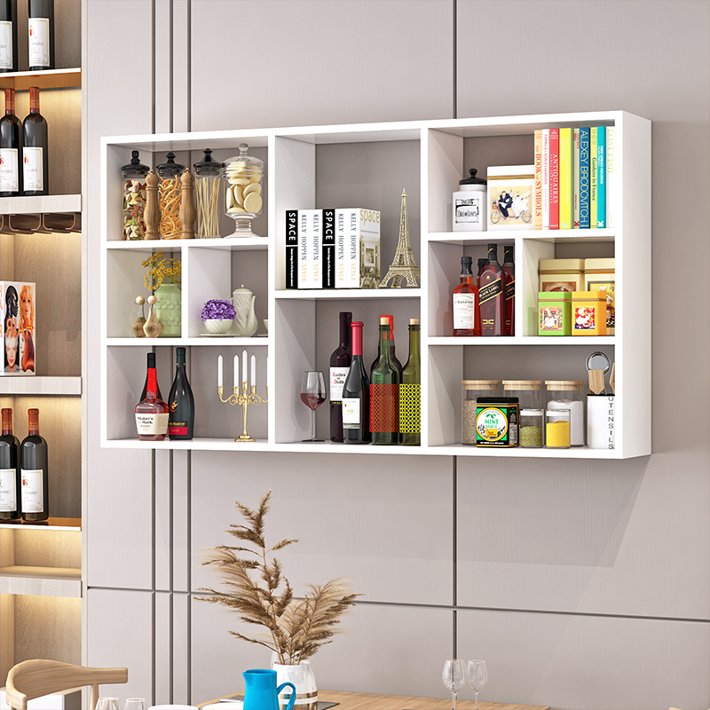 Wall shelf wall hanging bookshelf wall shelf restaurant wall hanging wall decoration wall hanging rack bedroom storage locker