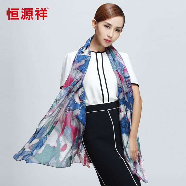 恒源祥  6A级桑蚕丝 长款丝巾 天猫优惠券折后￥48包邮（￥118-70）多款可选