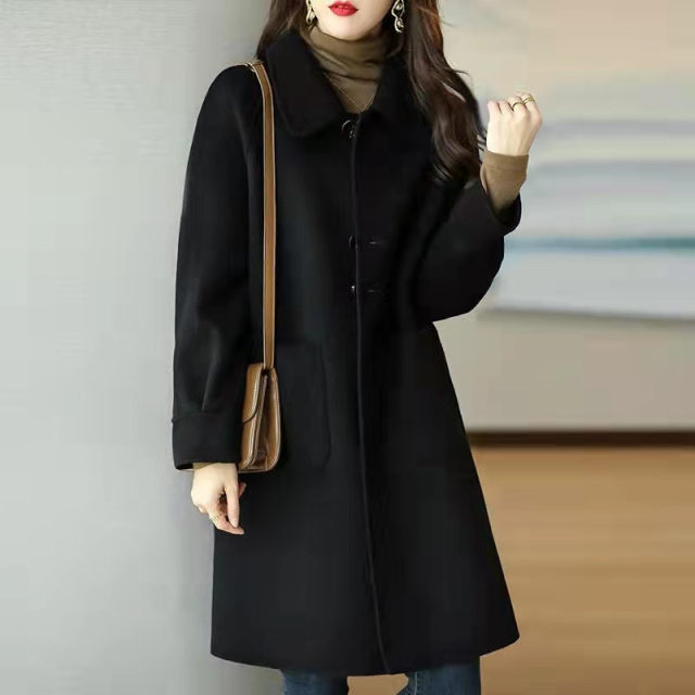 The counter shopping mall withdraws the international big-name shearing standard single-tail single women's mid-length thick woolen coat coat