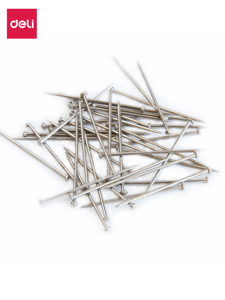 10 Boxes of Deli 0016 Push Pins, 25mm, Boxed, Metal Nickel-Plated, Office Supplies, Fixing Pins, Student Crafts, Small Accessories 2 # Clothing Pearl Needle 50G/Box
