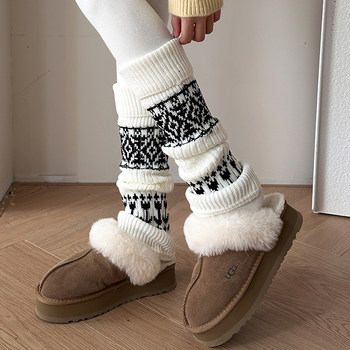 Wool Fair Isle Socks, Slouch Socks for Women, Autumn and Winter, Paired with Shark Pants, Snow Boots Socks, Leg Warmers for Winter