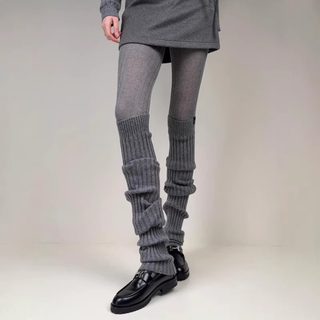 Gray Over-The-Knee Socks, Slouch Socks for Women, Autumn and Winter Slimming Y2K Long Socks with Pantyhose, Non-Slip, Warm Knee Pads and Leg Warmers