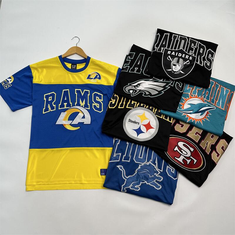 Original Ug X Nfl Raiders Crew Neck Short-Sleeve T-Shirt with Team Logo Embroidery, Oversized Loose Fit
