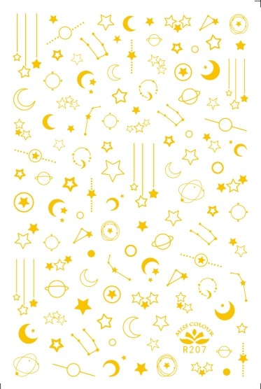 Xingyue manicure sticker bronzing hollow star moon nail 3D new product Japanese thin jacquard nail adhesive sticker