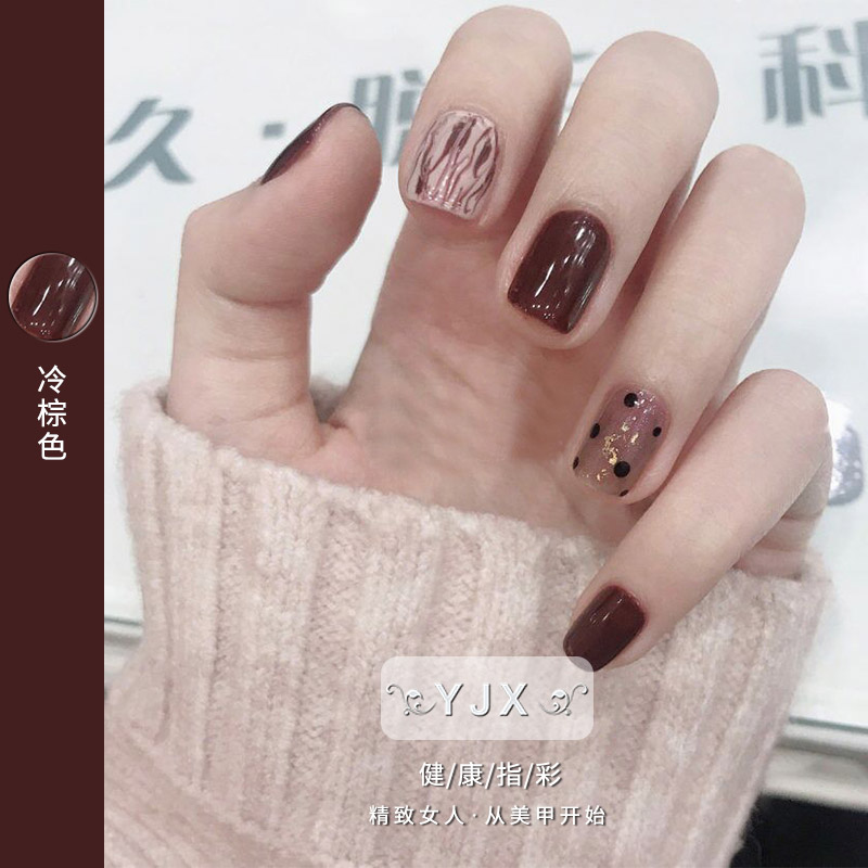 Cold brown nail polish rubber winter 2019 new nail polish glued white caramel colour coffee mousse special glue