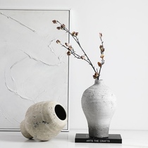 新中式侘寂手工陶瓷做旧艺术花器售楼处民宿设计款干花瓶客厅摆件