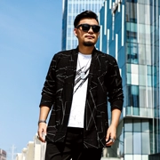 Mùa thu kích thước lớn áo khoác nam phù hợp với chất béo cộng với phân bón cộng với áo khoác rộng nhỏ giản dị nam áo choàng nhỏ