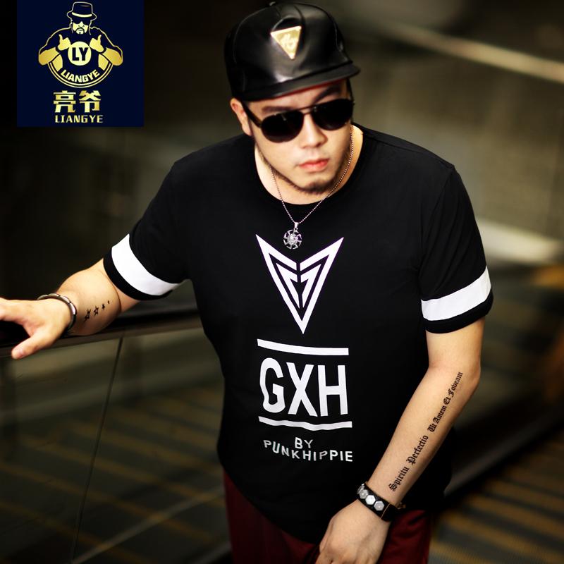 夏季宽松纯棉短袖T恤半袖印花潮胖子胖人加肥加大码男装4XL5XL6XL