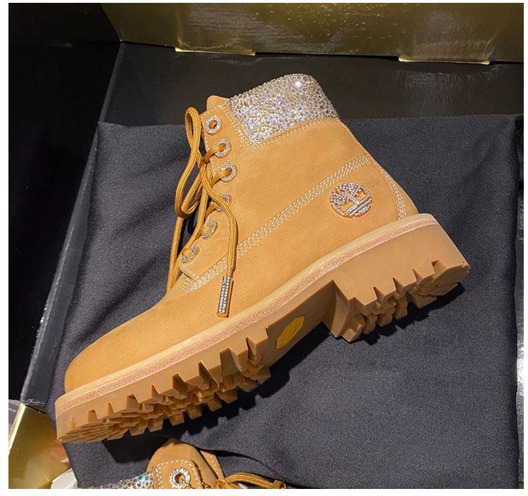 Spot JC rhinestone joint kick bad rhubarb boots waterproof British Martin boots plus velvet snow boots outdoor tooling boots