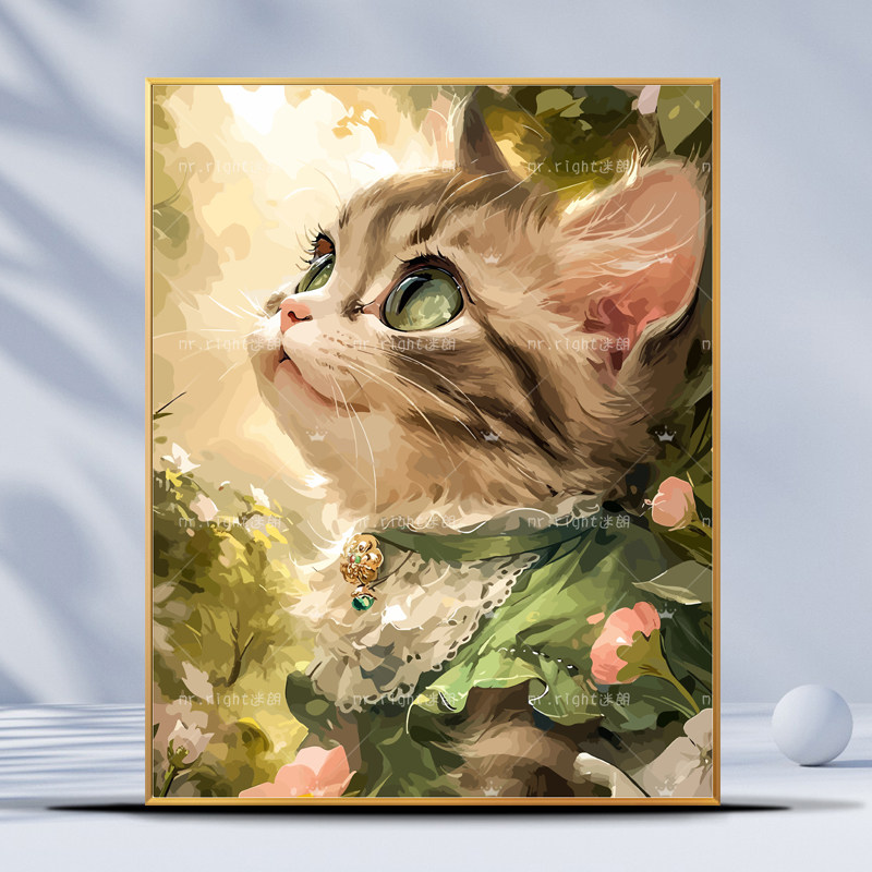 瓦妮莎数字油画填色画可DIY手工猫咪油画作品-Taobao-Tmall