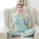 Bộ đồ ngủ dài tay mùa xuân và mùa thu nữ bằng vải cotton phiên bản Hàn Quốc của bộ đồ hoạt hình dễ thương ngọt ngào công chúa gió nhà phù hợp