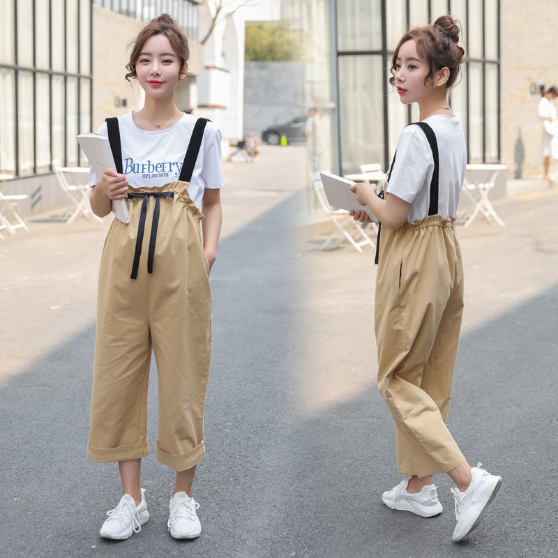 2021 new pregnant women baby bag pants summer thin cotton fashion pants loose tide mom wear pants