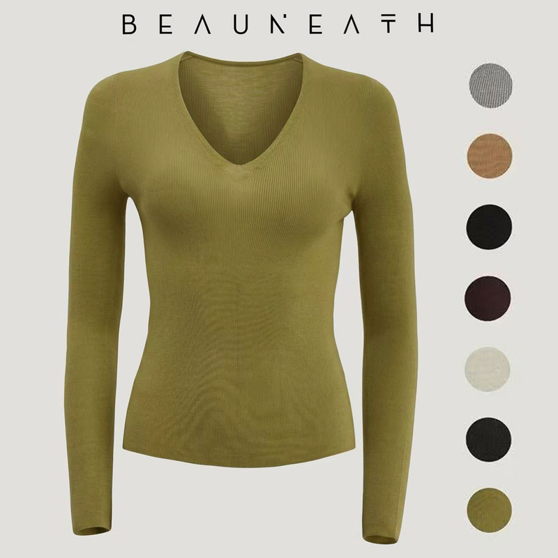 Dancy Dan [V Major] 100% Sheep Wool Yangzi Yarn Fine Needle Elastic Slimming Base Knit Sweater for Layering