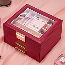 Jewelry box High-grade net red hand jewelry Necklace earrings Hair accessories Large capacity storage box Wedding dowry packing box