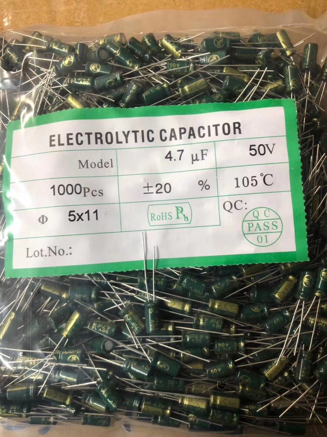 50V4 50V4 7UF 4 7UF50V high frequency green gold electrolytic capacitor volume 5X11 1 package 1000 RMB25