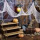 Halloween props black gauze secret room escape party theme cloth scenery horror decoration pendant decoration handprint gauze