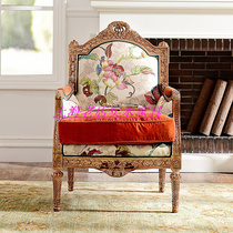 French solid wood carved tiger chair Modern living room fashion high-end log single sofa chair can be customized