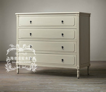 American country solid wood carved bucket cabinet retro fashion log locker simple Oak Multi-draw cabinet can be customized