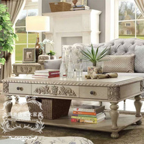 American country wood carved coffee table living room simple modern rectangular coffee table retro tea table can be customized