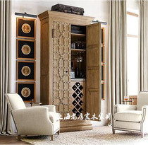 Ming and Qing classical antique solid wood wine cabinet Simple modern retro solid wood wine cabinet American country locker