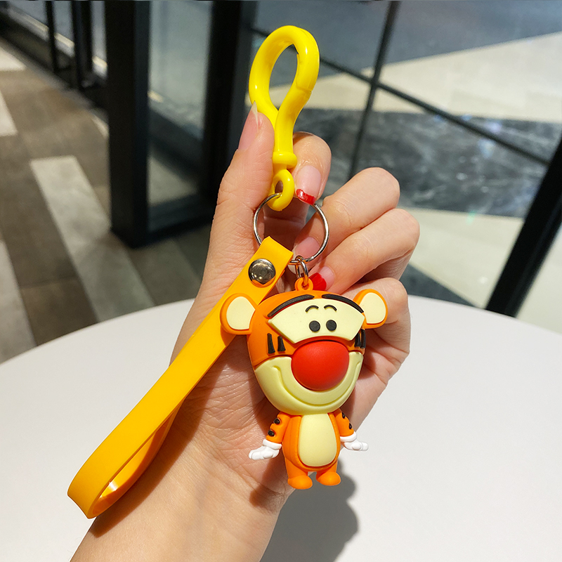 Cream & Orange Rope + Tigera bag Doll Key buckle Pendant female lovers lovely ins originality Ring Internet celebrity automobile Key chain Small Pendant