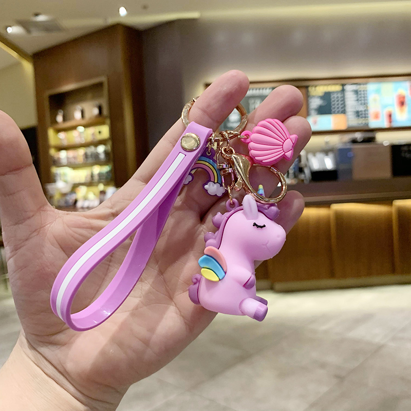 Lotus & Purple Unicorna bag Doll Key buckle Pendant female lovers lovely ins originality Ring Internet celebrity automobile Key chain Small Pendant