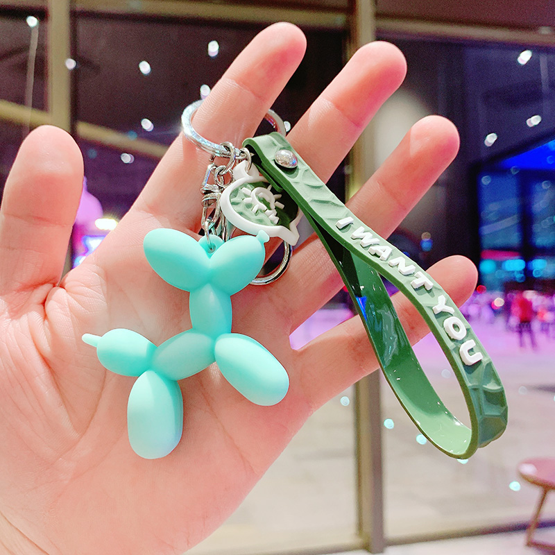 Navy & Balloon Dog - Bluea bag Doll Key buckle Pendant female lovers lovely ins originality Ring Internet celebrity automobile Key chain Small Pendant