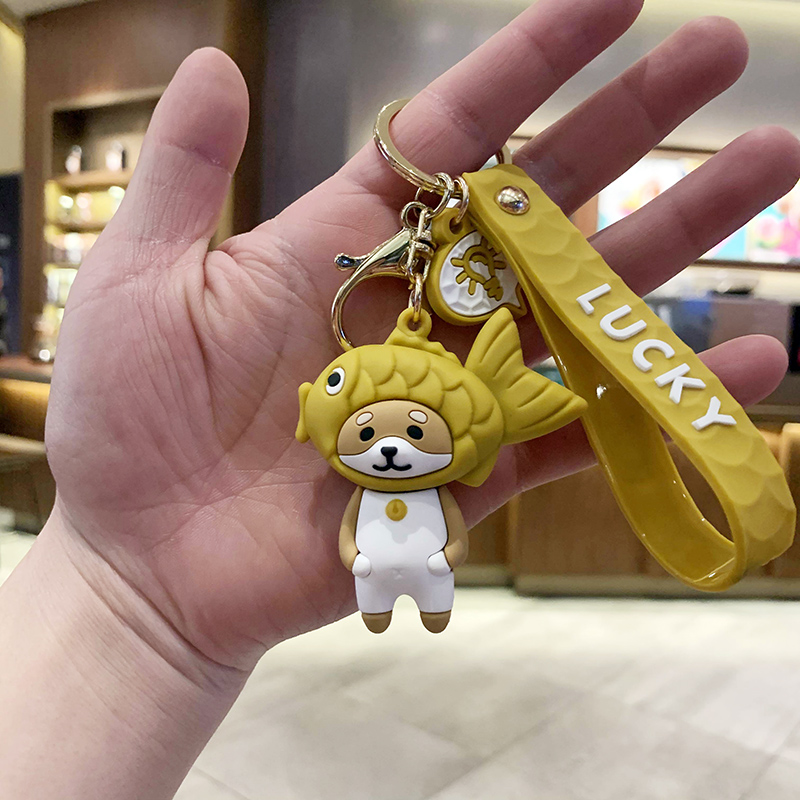 Chocolate Color & Fish Head -- Chaigoua bag Doll Key buckle Pendant female lovers lovely ins originality Ring Internet celebrity automobile Key chain Small Pendant