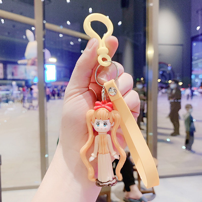 Light Brown & Orange Skirta bag Doll Key buckle Pendant female lovers lovely ins originality Ring Internet celebrity automobile Key chain Small Pendant