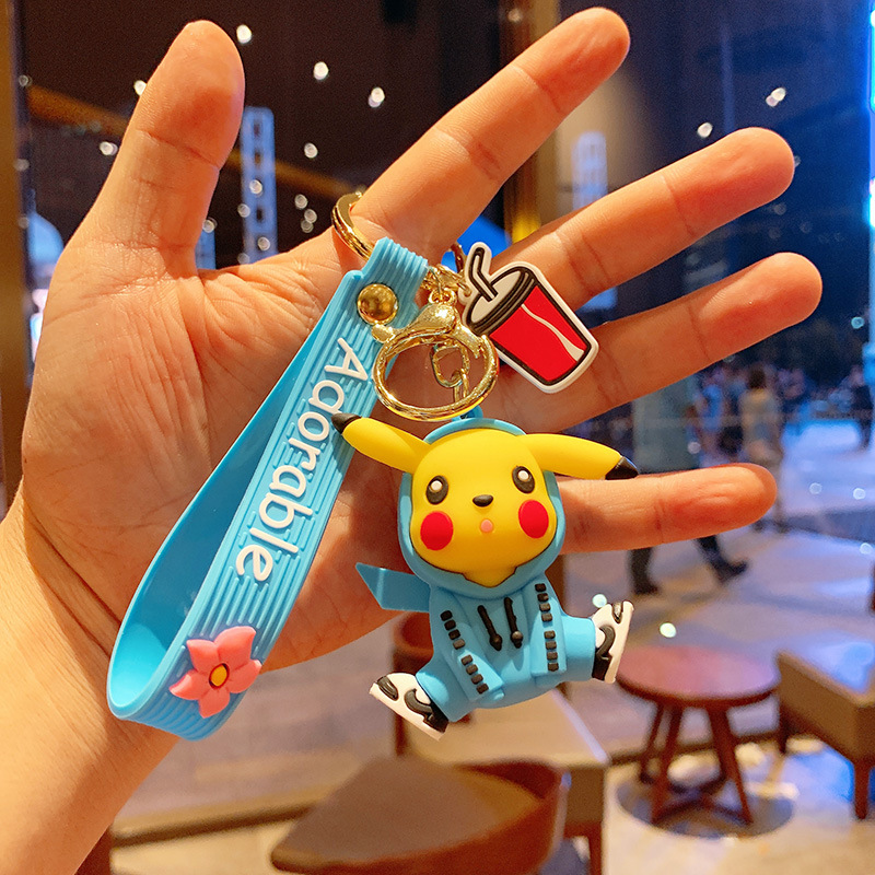 Dark Purple & Blue Guard Pikachua bag Doll Key buckle Pendant female lovers lovely ins originality Ring Internet celebrity automobile Key chain Small Pendant