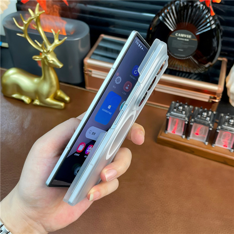 Suitable for Samsung Z Fold 7/6/5/4 Magnetic Phone Case, Foldable Screen, New Lightweight Matte Dual Central Axis Protective Case W26/W25/W24/W23 Central Axis Hinge Full Coverage Anti-Drop Single Back Cover