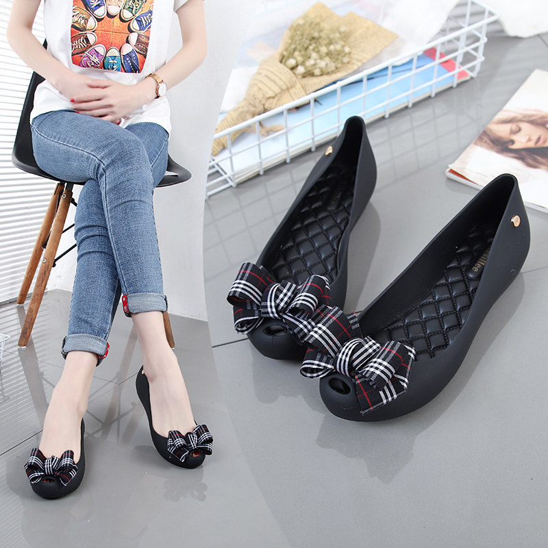 2020 summer new jelly waterproof rain boots soft plastic comfortable beach shoes casual shoes bow rain boots women