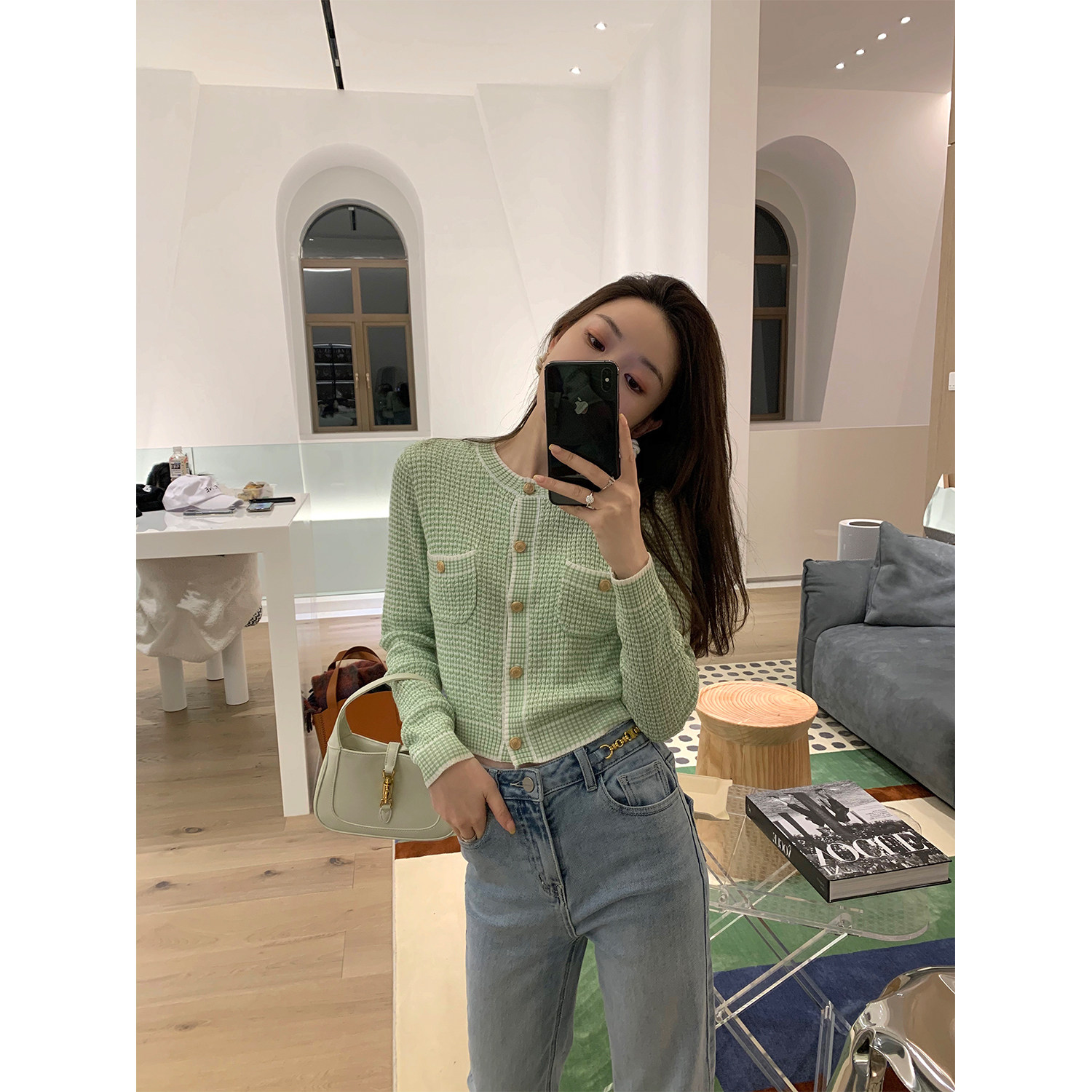 (Jennie's breakfast) cardio-knitted jacket woman 2022 new spring and autumn season sweater blouses undershirt