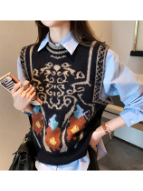 Knit Waistcoat Womens Autumn Winter New Retro Port Taste Loose Sleeveless Vest Jacket Outside Wearing Round Collar Sweater Camouflavos